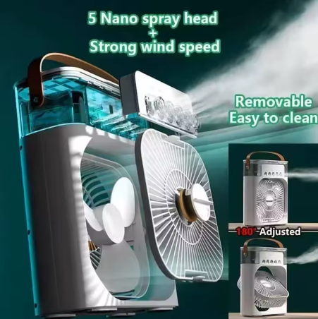 Nuevo ventilador 3 en 1, aire acondicionado, Mini enfriador de aire para el hogar, luz LED nocturna, humidificador portátil