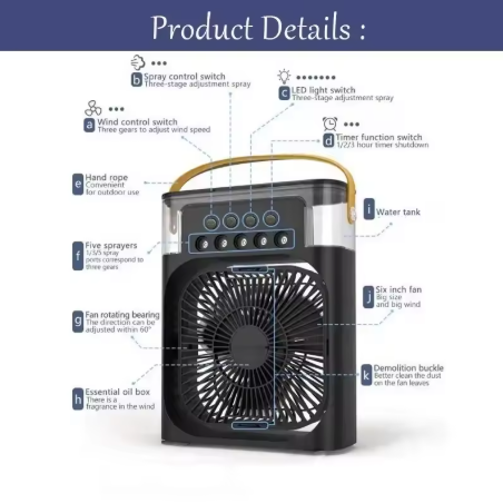 Nuevo ventilador 3 en 1, aire acondicionado, Mini enfriador de aire para el hogar, luz LED nocturna, humidificador portátil