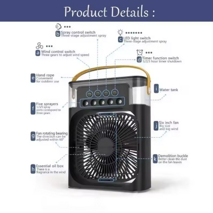Nuevo ventilador 3 en 1, aire acondicionado, Mini enfriador de aire para el hogar, luz LED nocturna, humidificador portátil