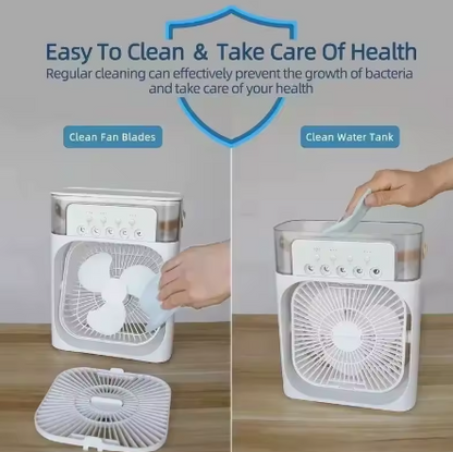 Nuevo ventilador 3 en 1, aire acondicionado, Mini enfriador de aire para el hogar, luz LED nocturna, humidificador portátil
