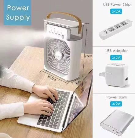 Nuevo ventilador 3 en 1, aire acondicionado, Mini enfriador de aire para el hogar, luz LED nocturna, humidificador portátil