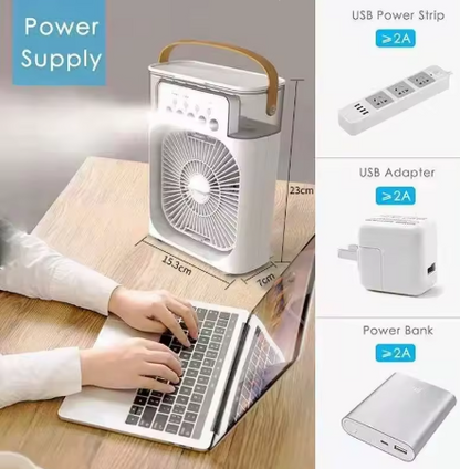 Nuevo ventilador 3 en 1, aire acondicionado, Mini enfriador de aire para el hogar, luz LED nocturna, humidificador portátil