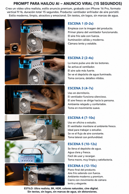 Nuevo ventilador 3 en 1, aire acondicionado, Mini enfriador de aire para el hogar, luz LED nocturna, humidificador portátil
